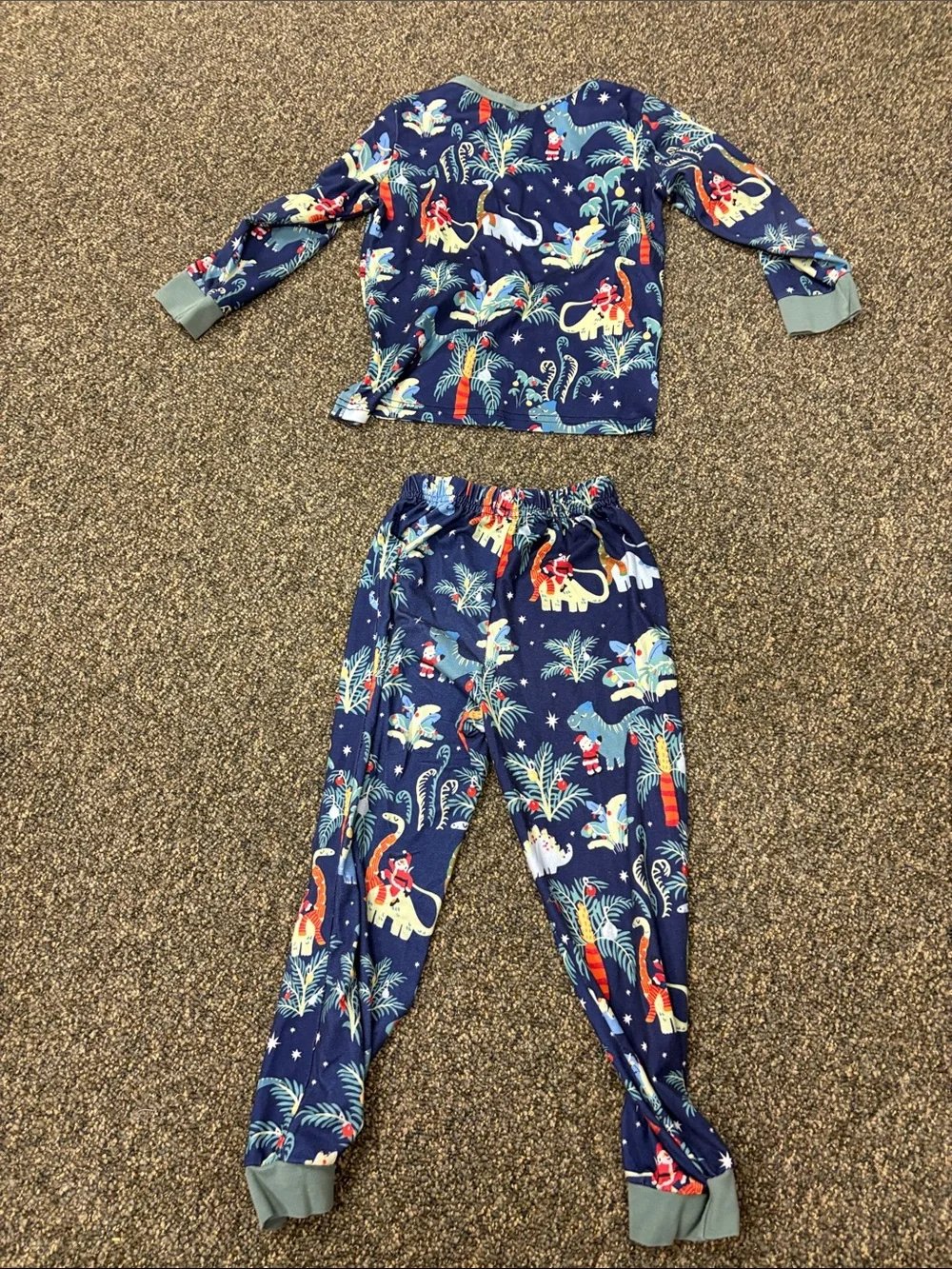 Dino and Christmas Print Kids Pajama Set